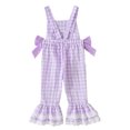 thumbnail image 4 of lnmuld Girls Little Boo Ghost Solid Gingham Suspender Overalls Flare Bell Bottom Pants Halloween Lace Bow Decor Kids Casual Jumpsuit Trousers 12-18 Months,Purple, 4 of 9