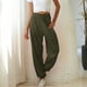 thumbnail image 4 of Pantalones largos con bandas en el tobillo para mujer, pantalón suave, transpirable, informal, holgado, con cintura elástica, Color puro, 4 of 8