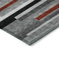 thumbnail image 5 of 5' X 8' Gray Black And Red Striped Washable Indoor Outdoor Area Rug, 5 of 5