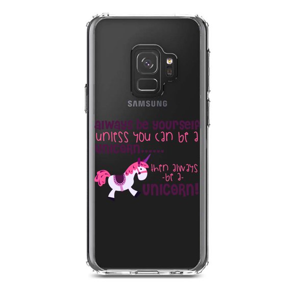 DistinctInk Clear Shockproof Hybrid Case for Samsung Galaxy S9 (5.8" Screen) - TPU Bumper Acrylic Back Tempered Glass Screen Protector - Always Be Yourself Unless You Can Be a Unicorn