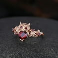 thumbnail image 3 of Vintage Garnet Engagement Ring – Unique Owl Design Cluster Ring in 14K Rose Gold Vermeil – Nature-Inspired Minimalist Jewelry, 3 of 4