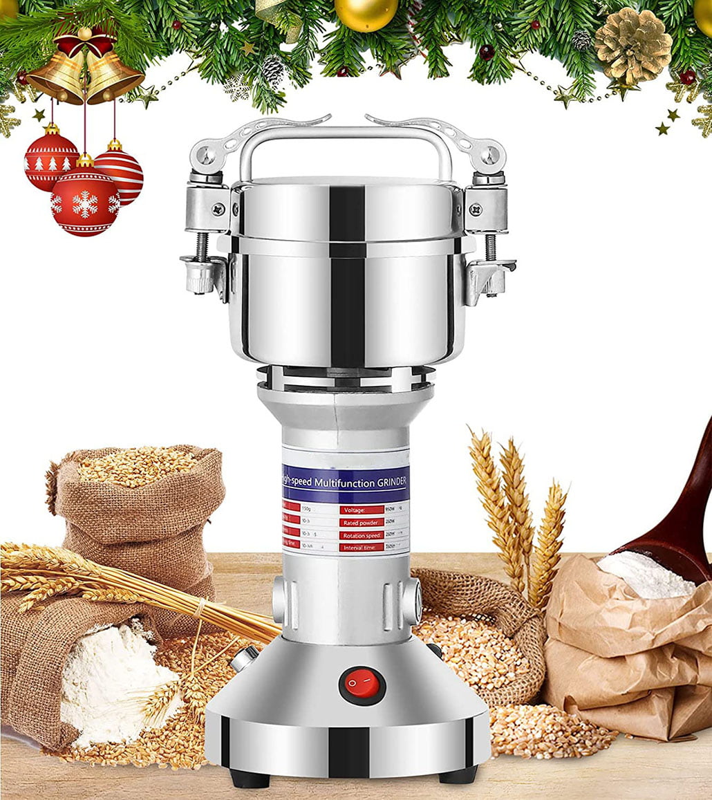 550W Stainless Steel High-Speed Powder Machine Electric Grain Grinder Household Small Cereals Grain Mill Herb Grinder Pulverizer for Nut Cereal Wheat Coffee Bean Spice Seeds 