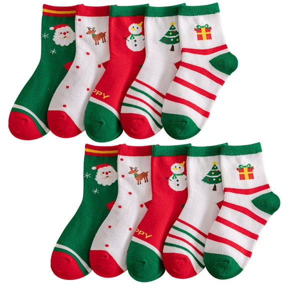 KALLORY 5 Pairs Girls Warm Cotton Socks Assorted Colors Soft Cozy Socks for Autumn and Winter