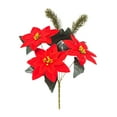 thumbnail image 2 of Christmas Artificial Poinsettia Bouquet with Red Berry for Vase Fillers, Home Holiday Bush, Indoor Floral, Cemetery Flowers, Centerpieces, 2 of 6