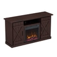 Twin Star Home Barn Door TV Stand for TVs up to 55" with ClassicFlame Electric Fireplace, Sawcut