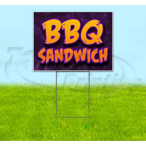 BBQ Sandwich (18" x 24") Yard Sign, Includes Metal Step Stake