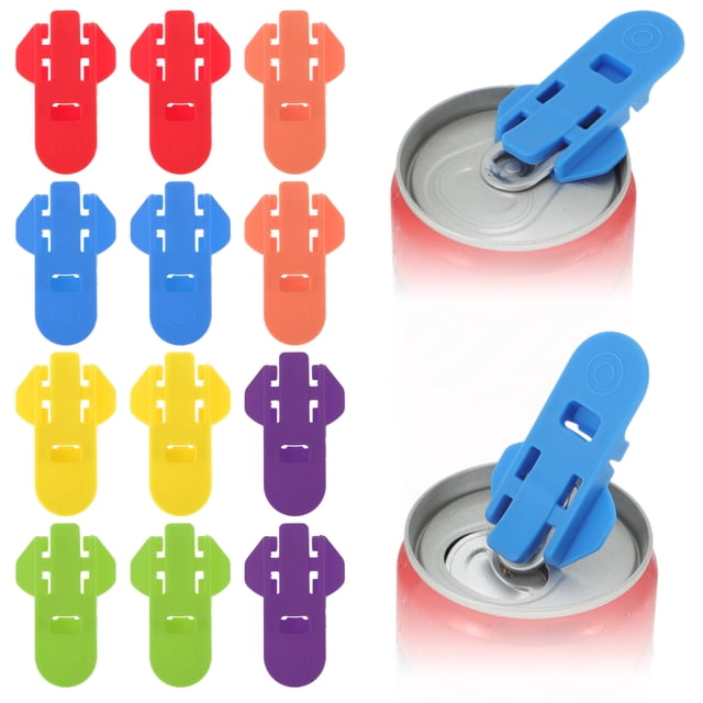 Protector de tapa de latas Unique Bargains Abridor de bebidas Abridor de latas y tapa Herramienta abridora de latas Rojo Azul Verde Amarillo Naranja Púrpura 12 Pcs