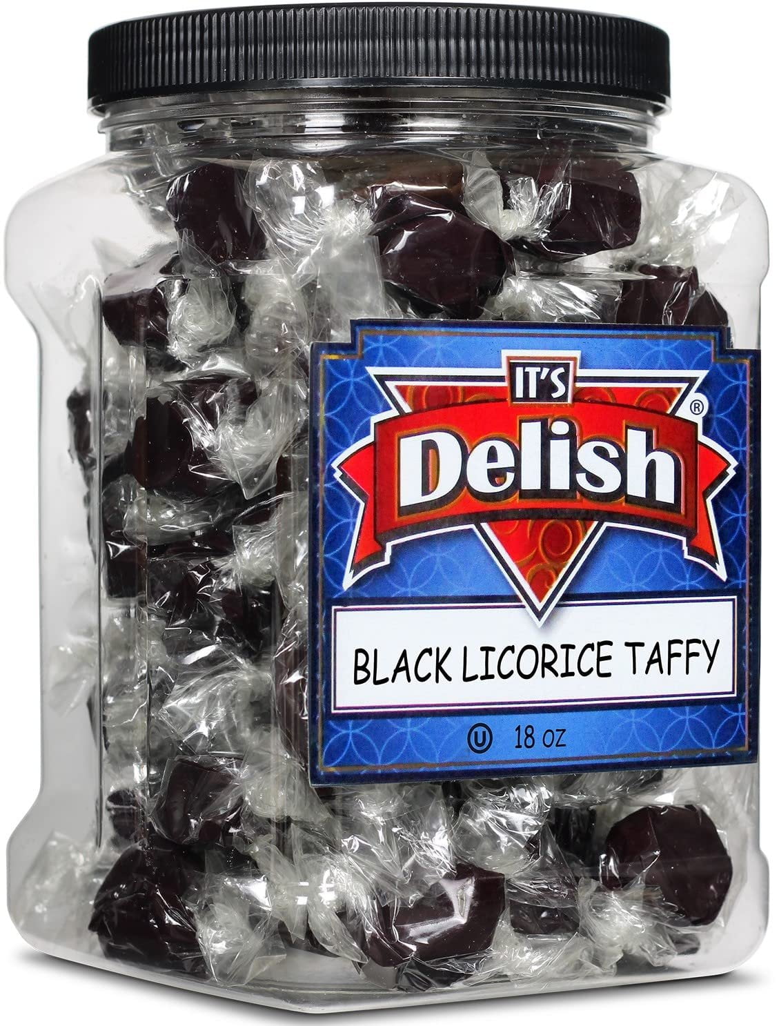 Black Licorice Flavored Taffy Chews by It's Delish, 18 Oz Jumbo