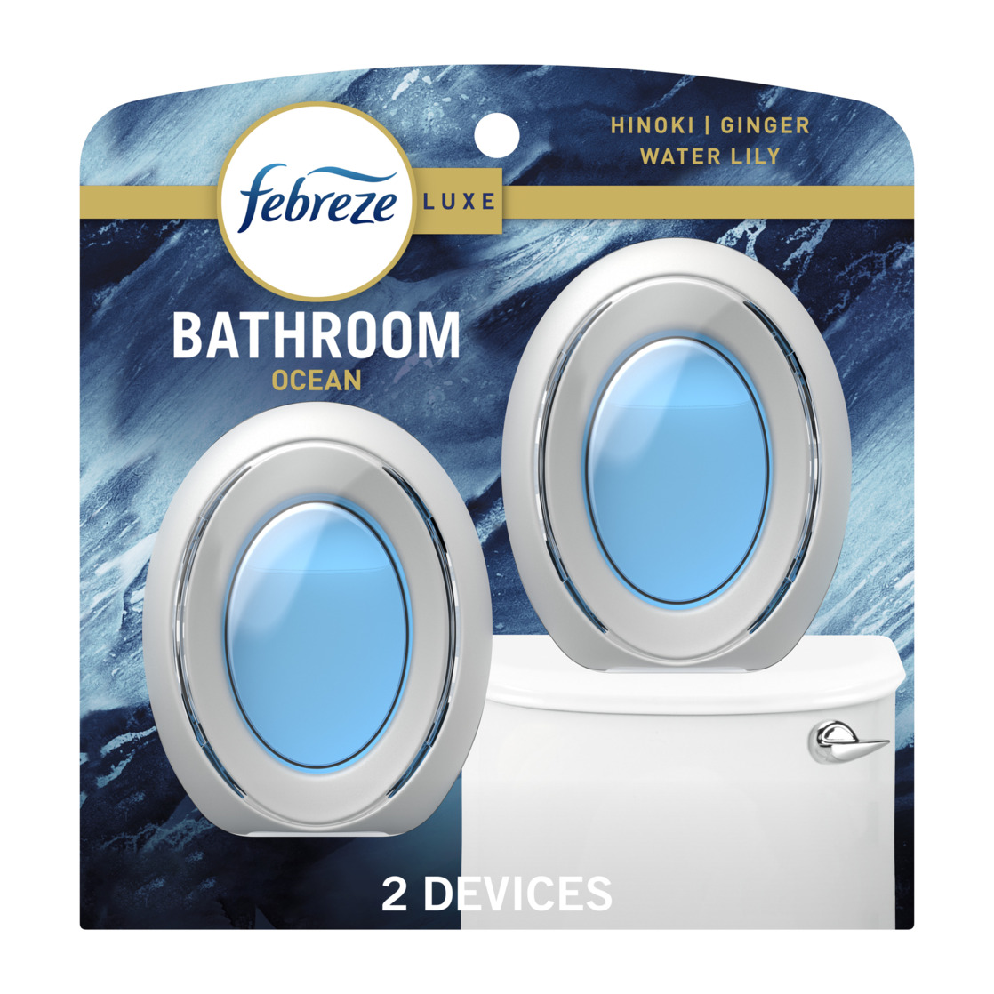 Febreze Bath Air Freshener, Odor-Fighting Ocean Scent, 2 Count