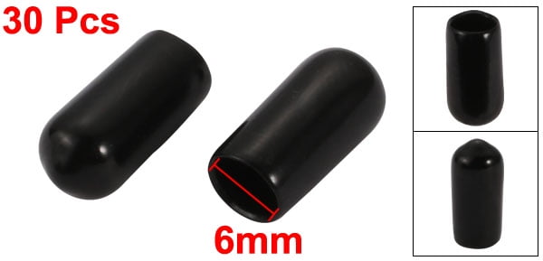 20Pcs 6mm Inner Dia PVC Flexible Vinyl End Cap Screw Thread Protector Black
