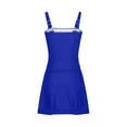 thumbnail image 4 of lcziwo Clearance Womens One Piece Swimdress Swimsuit Tummy Control Split Swim Dress Casual Spaghetti Straps Skirt Bandeau Bathing Suit Vacation Outfits Blue XL, 4 of 9
