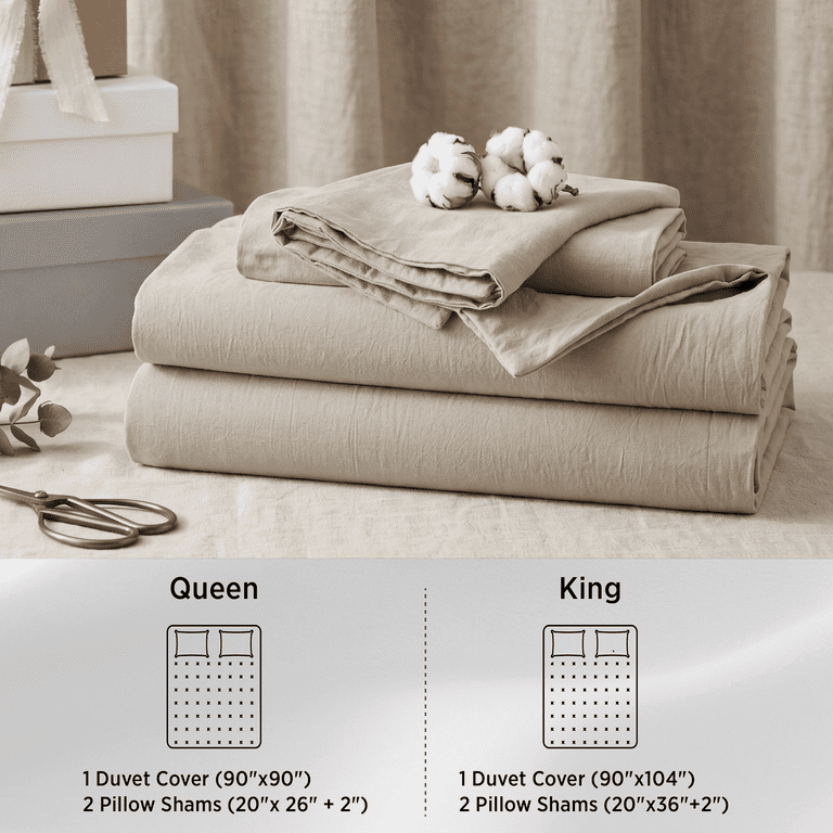 Washed Cotton Duvet Cover King Size Off-White photo 8