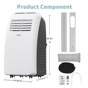 Shinco 8,000 BTU Grey Portable Air Conditioner - 3-in-1 Cool/Dehumidifier/Fan for Rooms Up to 350 sq.ft, Remote Control & 24H Timer, Compact AC Unit for Bedroom/Office