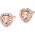 thumbnail image 2 of Sterling Silver Rose-Tone Polished Pink & White Cz Heart Post Earrings (8 X 8) Made In China qe15728, 2 of 5