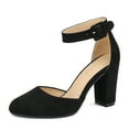thumbnail image 1 of DREAM PAIRS - Zapatos de tacón alto para mujer con correa al tobillo y puntera cerrada, 1 of 5