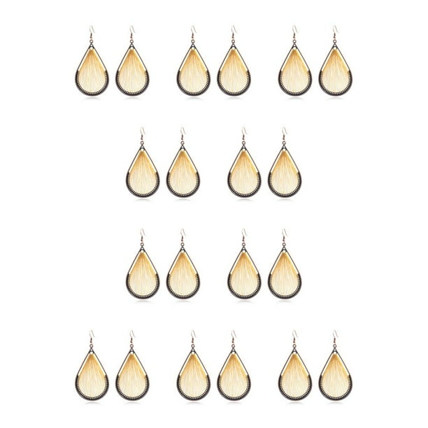 Qarigey Pendientes colgantes de gota de agua para mujer Amarillo 10piezas