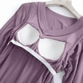 thumbnail image 5 of Htigea V-Neck Long Sleeve Tops for Women Casual Loose Fit Shirts with Build in Bra Pad Soft Cozy Pajama Shirt Homewear Purple L, 5 of 5