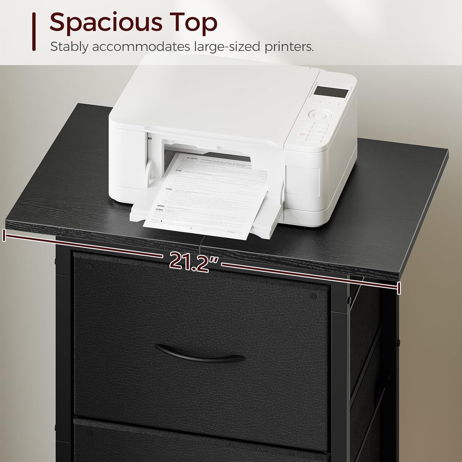 3 Drawer File Cabinet, Vertical Filing Cabinet with Wheels, Printer Stand with Non-Woven Fabric Drawer, Adjustable Hanging Rods, fits A4/Letter Size, for Home Office