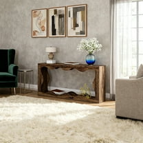 63-Inch Farmhouse Console Table with Storage for Behind Couch, Brown Entryway & Hallway Table, Narrow Sofa Console for Living Room