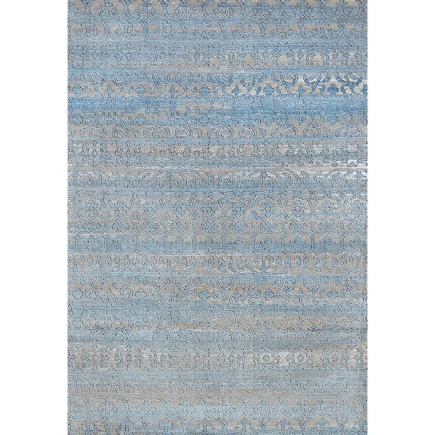 63" x 84" x 0.43" Aqua Polypropylene/Polyester Area Rug