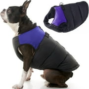 Gooby Padded Vest Dog Jacket - Purple, Large - Warm Zip Up Dog Vest Fleece Jacket with Dual D Ring Leash Water Resistant Small Dog Sweater