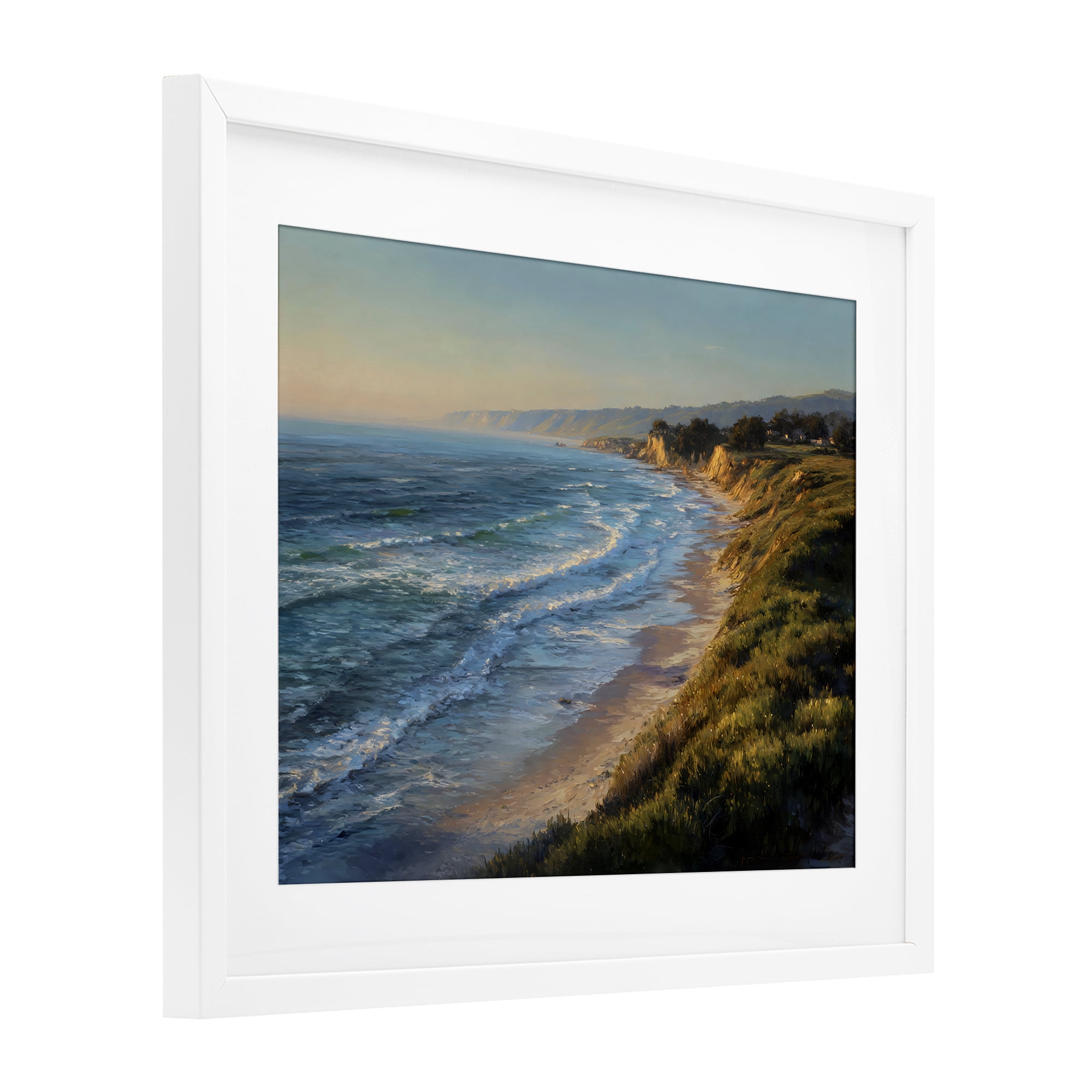 Stupell Industries Rounded Coastline View White Framed Print Under Glass, design by Franklyn Gregory