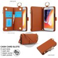 thumbnail image 2 of Allytechgroup Wallet Case for iPhone 8 Plus/7 Plus, RFID Blocking Multiple Cards Holder Zipper Pocket Hand Strap Shockproof Stand Phone Case with Crossbody Lanyard for Women Girls, Brown, 2 of 7