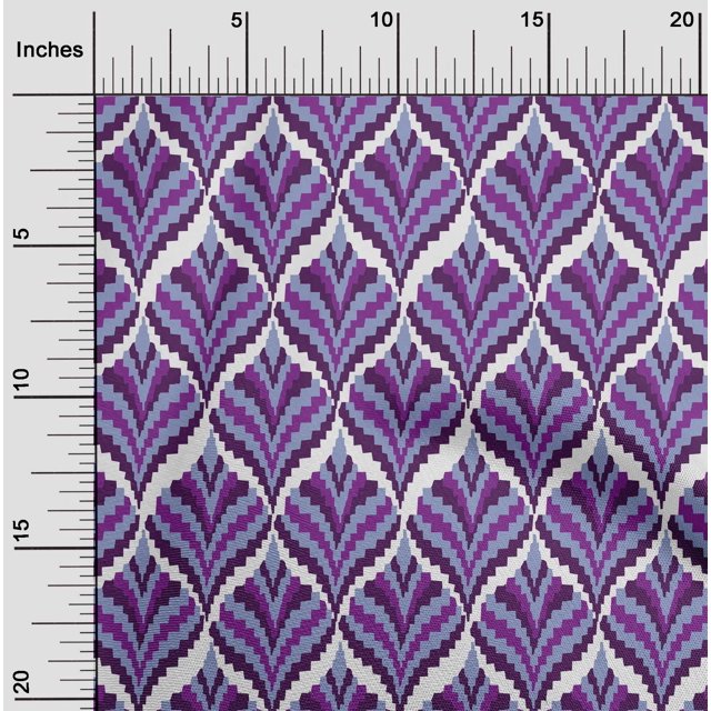 oneOone Cotton Poplin Fabric Ogee Flame Stitch Print Sewing Fabric BTY 56 Inch Wide