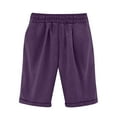 thumbnail image 3 of Mohiass Women's Knee Length Bermuda Shorts Elastic Waist Drawstring Casual 10" Long Shorts Loose Fit Summer Beach Shorts Purple 2XL, 3 of 3
