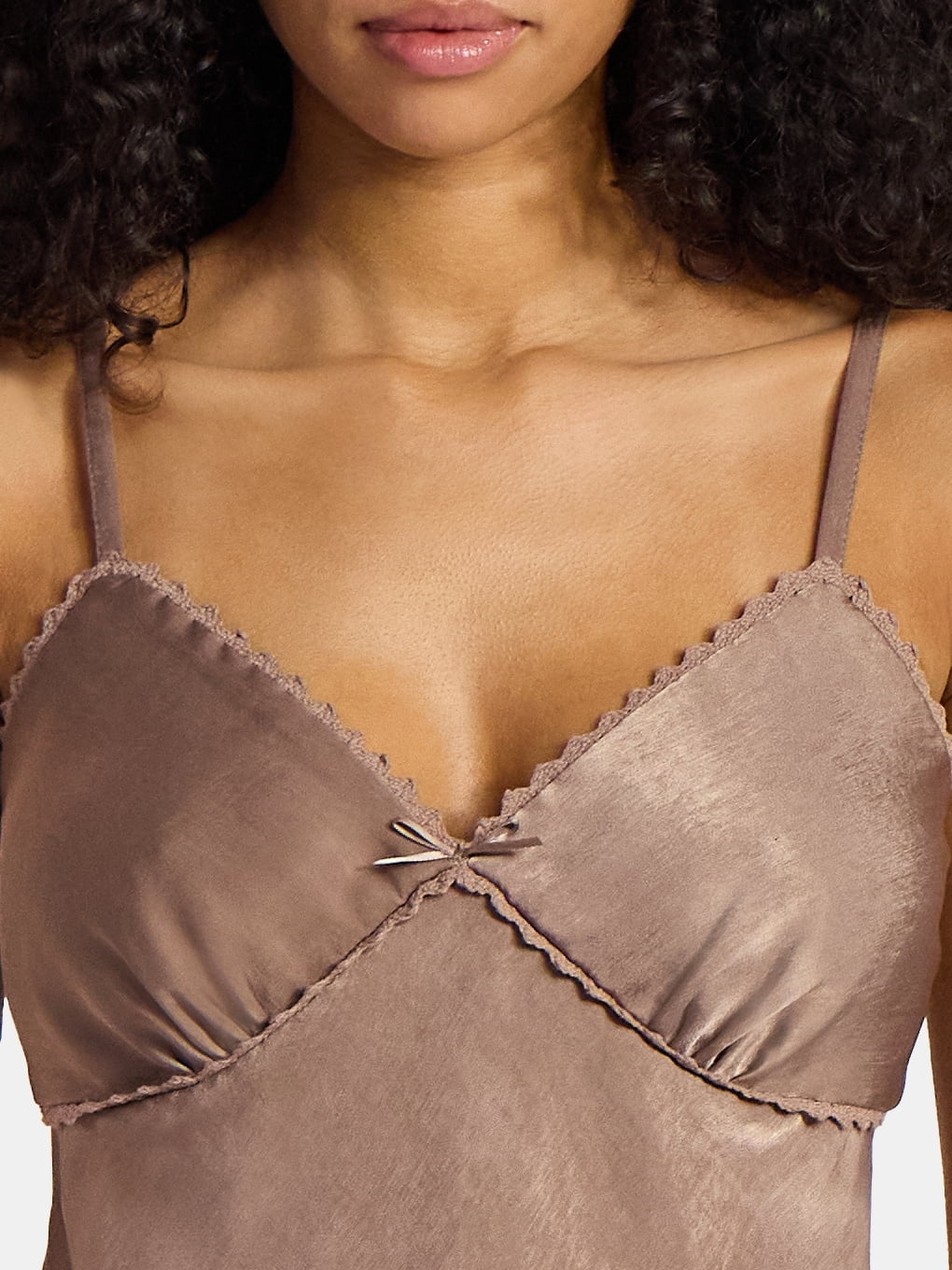 No Boundaries Woven Cami Top with Lace Trim and Bow, Women's