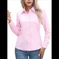 thumbnail image 3 of Camisas de Botones Súper Suaves y Antiarrugas para Mujer, de Larga, Lisas, A Rayas, para Vestir Formalmente en el Trabajo. Rosa 4XL, 3 of 9