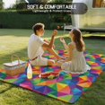 thumbnail image 4 of Colorful Geometric Outdoor Rug for Patio/Deck/Porch, Non-Slip Large Area Rug 3 x 5 Ft, Modern Multicolor Abstract Motifs Indoor Outdoor Rugs Washable Area Rugs, Reversible Camping Rug Carpet Runner, 4 of 8