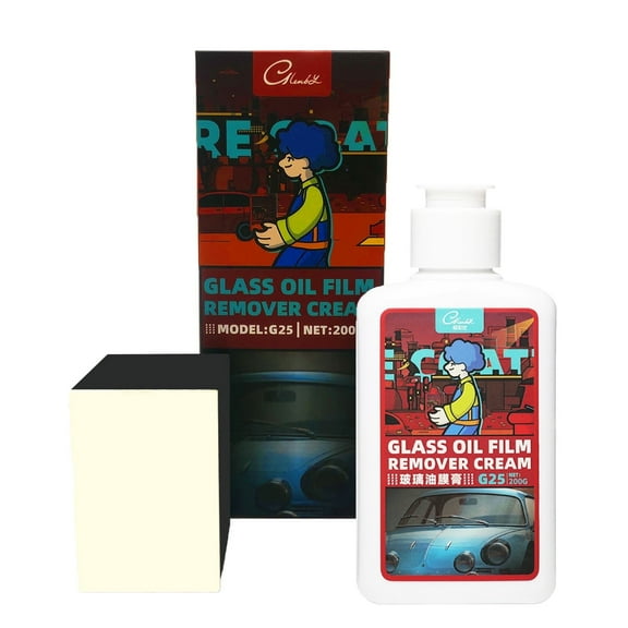 uncakil Car Glass Oil Film Cleaner,Glass Film Removal Paste,Car Windshield Glass Oil Film Remover for Auto and Home Eliminates Coatings to Restore Glass to Clear(7oz)