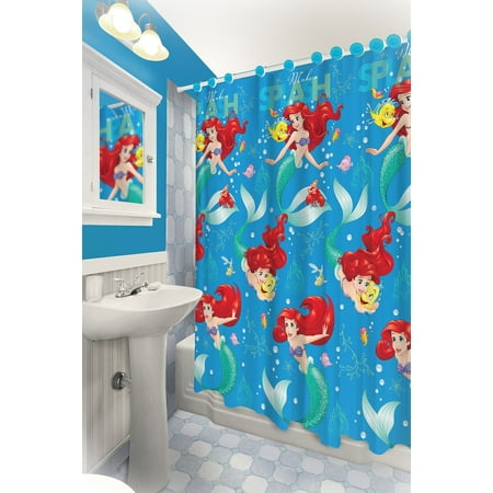13pc Disney Ariel Little Mermaid Shower Curtain And Hooks Set