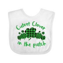 Inktastic St. Patrick's Day Cutest Clover in the Patch in Plaid Boys or Girls Baby Bib