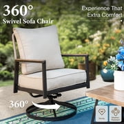 MF Studio Wicker Outdoor Patio Furniture Set, 5-Seat Patio Conversation Set with Swivel Chairs, PE Rattan Outdoor Sofa Set, Beige