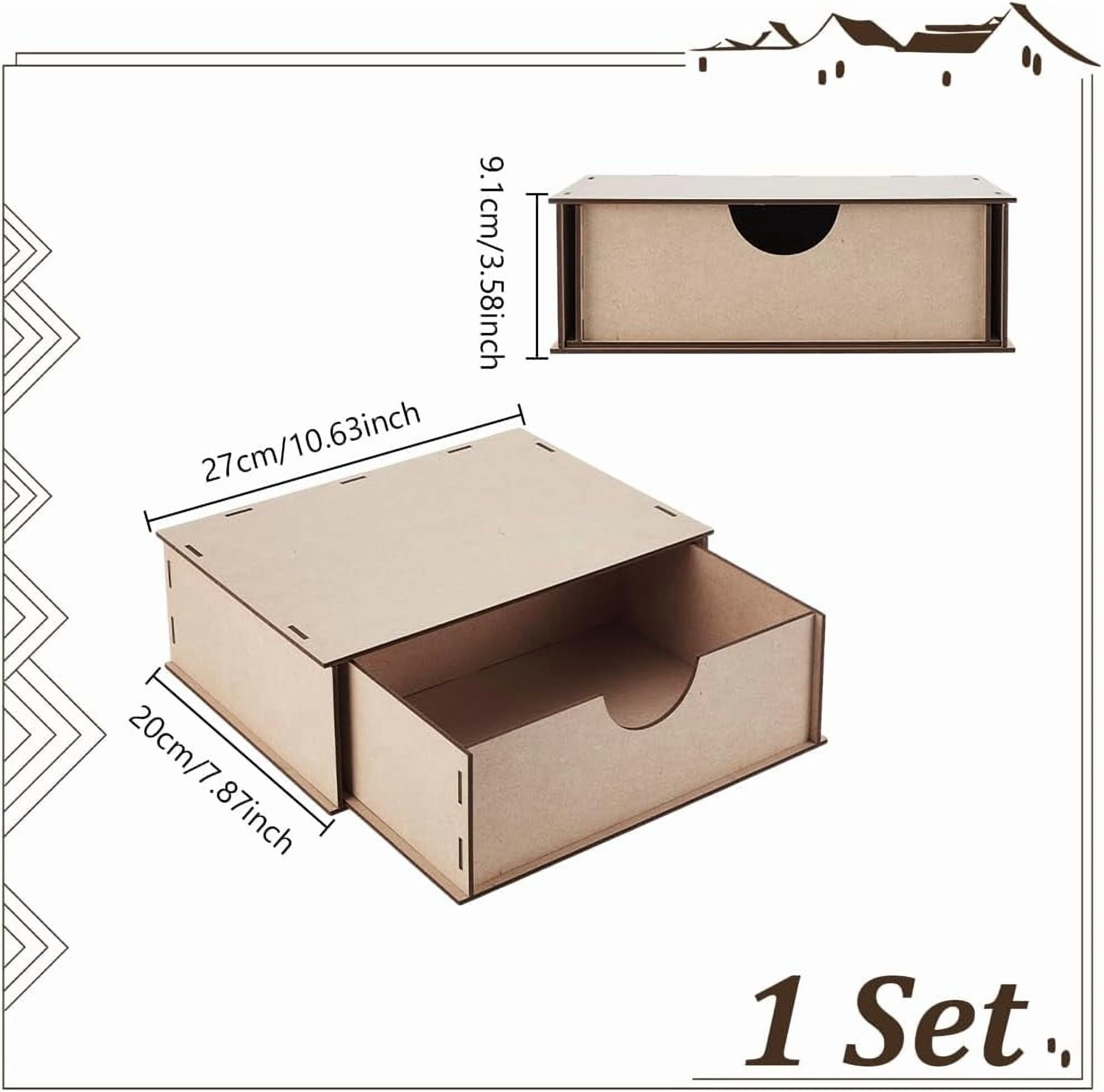 DIY Storage Drawer 3mm Wooden DIY Storage Boxes Medium Density Fiberboard Organizer for Artwork Daily Necessities Storage Box for Craft Tools Stationery Daily Essentials Brown