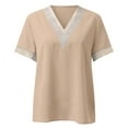 thumbnail image 3 of Eashery Gifts for Teenage Girls Womens Tops Summer Ruffle Short Sleeve V Neck T Shirts Loose Khaki M, 3 of 4