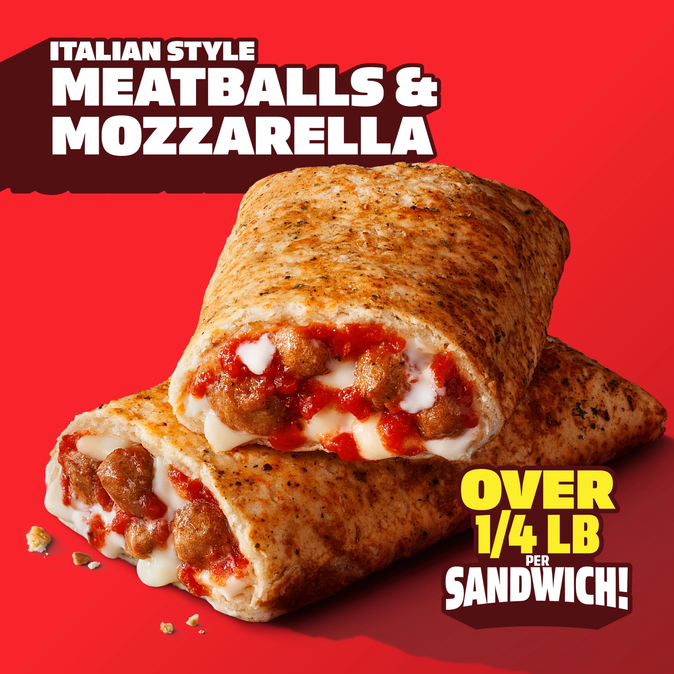 Hot Pockets Frozen Snacks Italian Style Meatballs and Mozzarella Garlic Buttery Crust Sandwiches, 22.5 oz, 5 Count Box (Frozen)