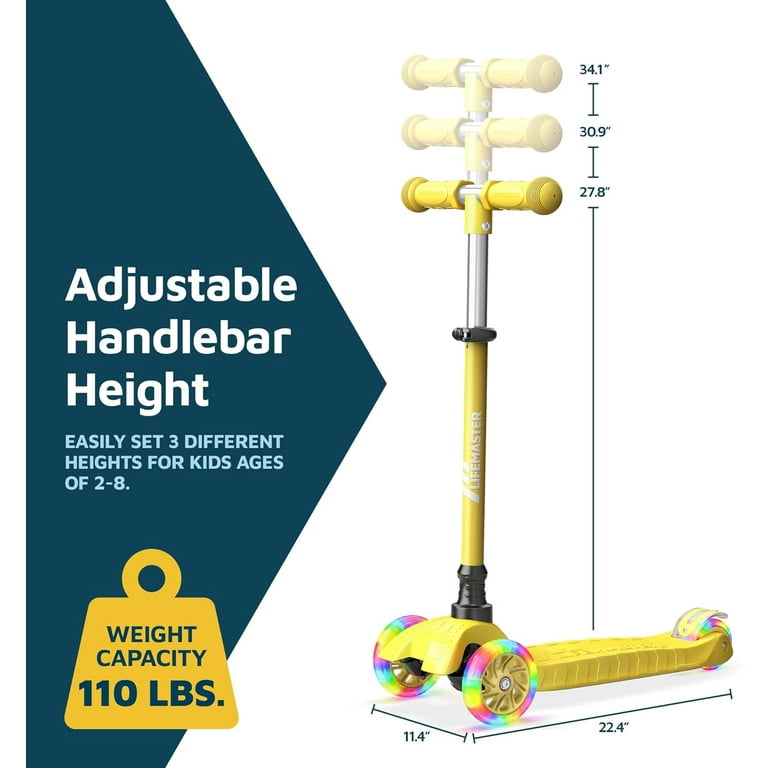 Lifemaster Mini 3-Wheel Kids Scooter with Multi-Color Wheel Lights