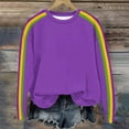thumbnail image 2 of HVOBTTY Womens Long Sleeve Pullover T Shirt, Fall Tops for Women, Women's Casual Striped Print Crew Neck Drop Shoulder Pullover Top Purple, XL, 2 of 5