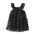 thumbnail image 1 of B91xZ Vêtements d'Été pour Fille Robe de Fête Évasée Extensible à Manches Flottantes, Noir 4-5 Ans, 1 of 4