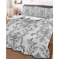 thumbnail image 3 of Quilts Twin XL Size, Blue Tan Flower Soft Comforter Bedding Set for Bed, Abstract Vintage Ethnic Tribal Boho Lightweight Quilted Bedspread with Pillow Cover(2 Pieces) for All Season, 68x98 Inch, 3 of 6