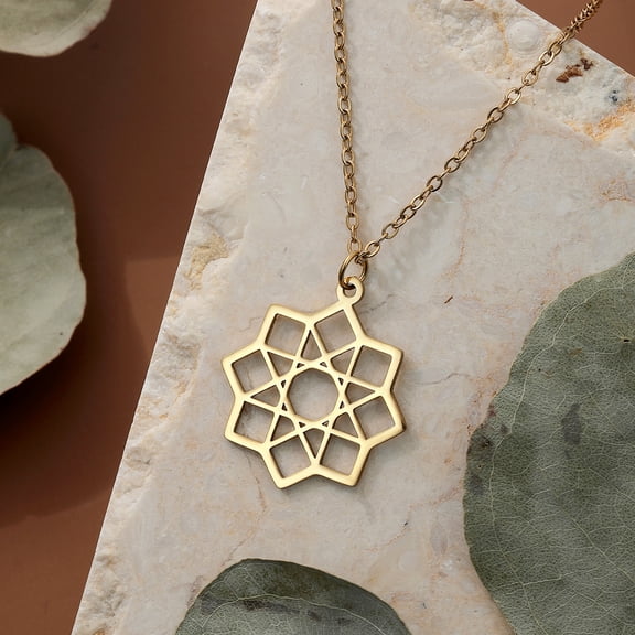 8 Points Star Mandala Pendant Octagram Necklace Sacred Geometry Charm Octagram Mandala Jewelry