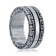 thumbnail image 2 of Men’s Solid Oxidized Greek Key Ring |Stainless Steel Band | Comfort Fit Jewelry for Men-9, 2 of 7