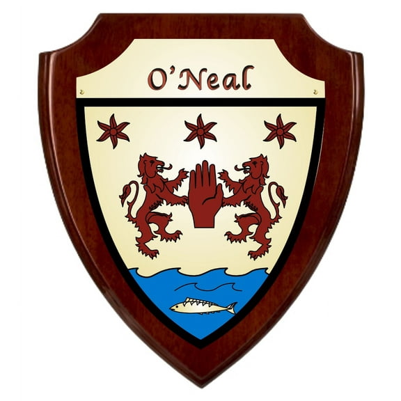 O'Neal Irish Coat of Arms Shield Plaque - Rosewood Finish
