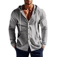 thumbnail image 2 of WTOBBYMen's Linen Hooded Drawstring Cover Up Shirt, UPF Sun Protection Long Sleeve for Beach Fishing Sports & Casual Outdoor Activities with Loose Fit Design,Gray 2XL, 2 of 5