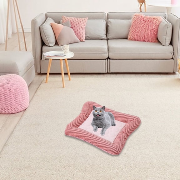 Dog Bed Mat, Rvkxad Soft Anti-Slip Pet Mattress for Dog Sleeping, Non-Skid Washable Crate Pad for Small Pets Home Bedroom, Pink