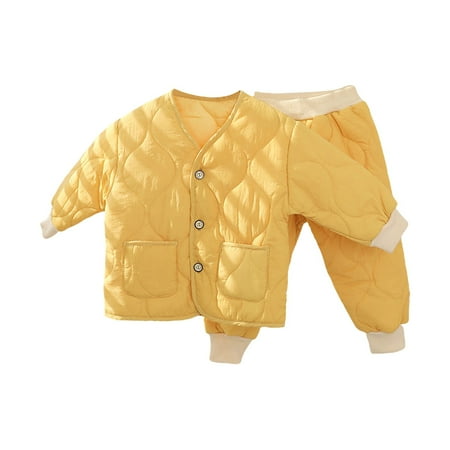 

EnJoCho Baby Daily Outfit Toddler Girl Boy Padded Jacket with Padded Pants Padded Padded Jacket with Down Padded Jacket Warm Two Piece Set Little Children Casual Home Wear Comfort Trendy Set