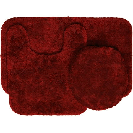 Mainstays Nylon 3 Piece Bath Rug Set, Autumn Red